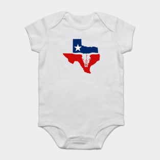 Texas Longhorn Skull With State Flag Baby Bodysuit